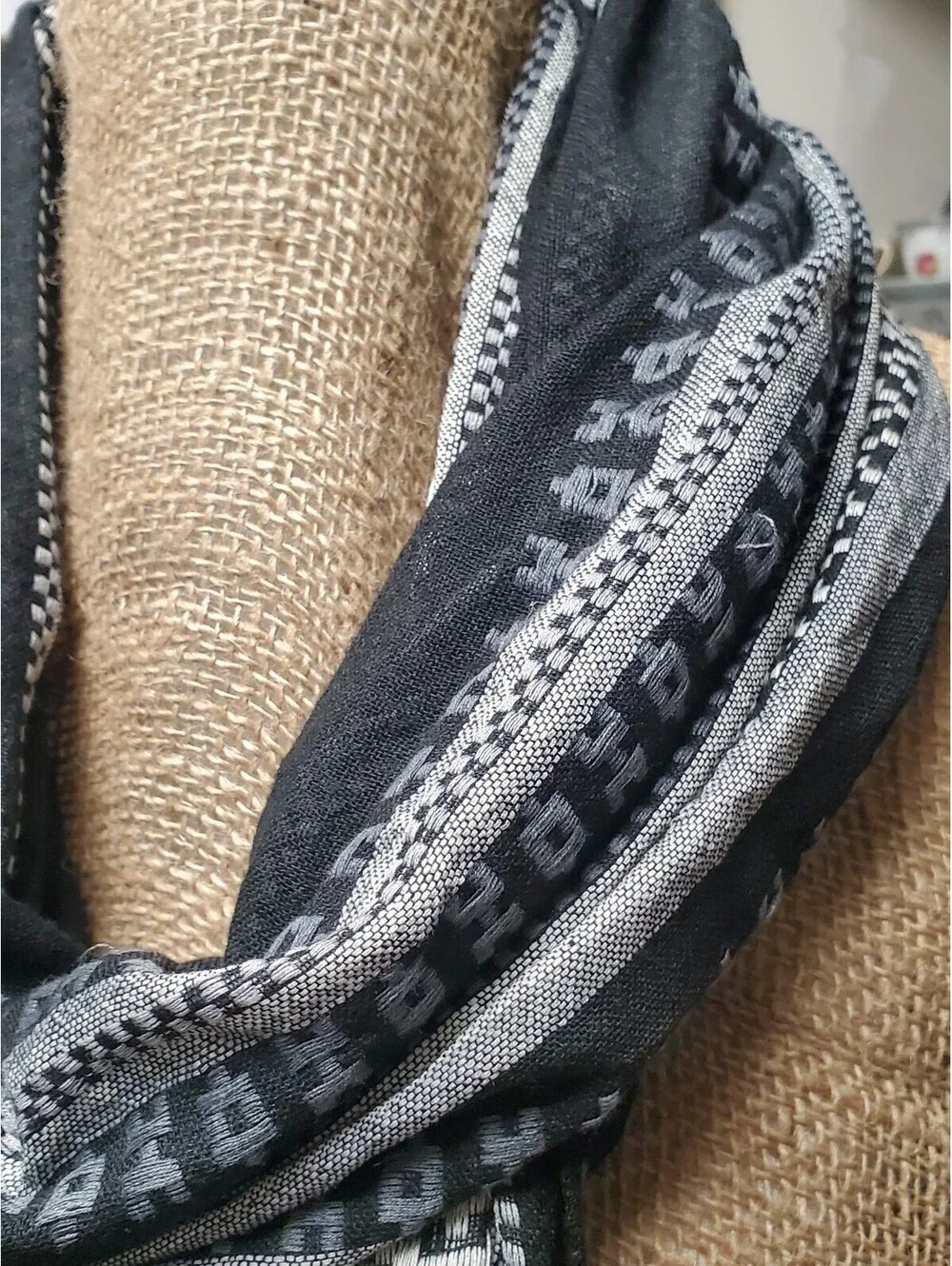 Boho Geometric Mixed-Pattern Infinity Scarf